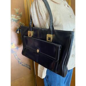 Vintage leather bag in black by Lou Taylor